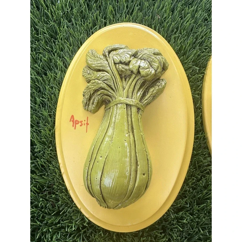 Vintage Apsit Bros California Vegetable Wall Plaques Set of 4 1970s Kitchen